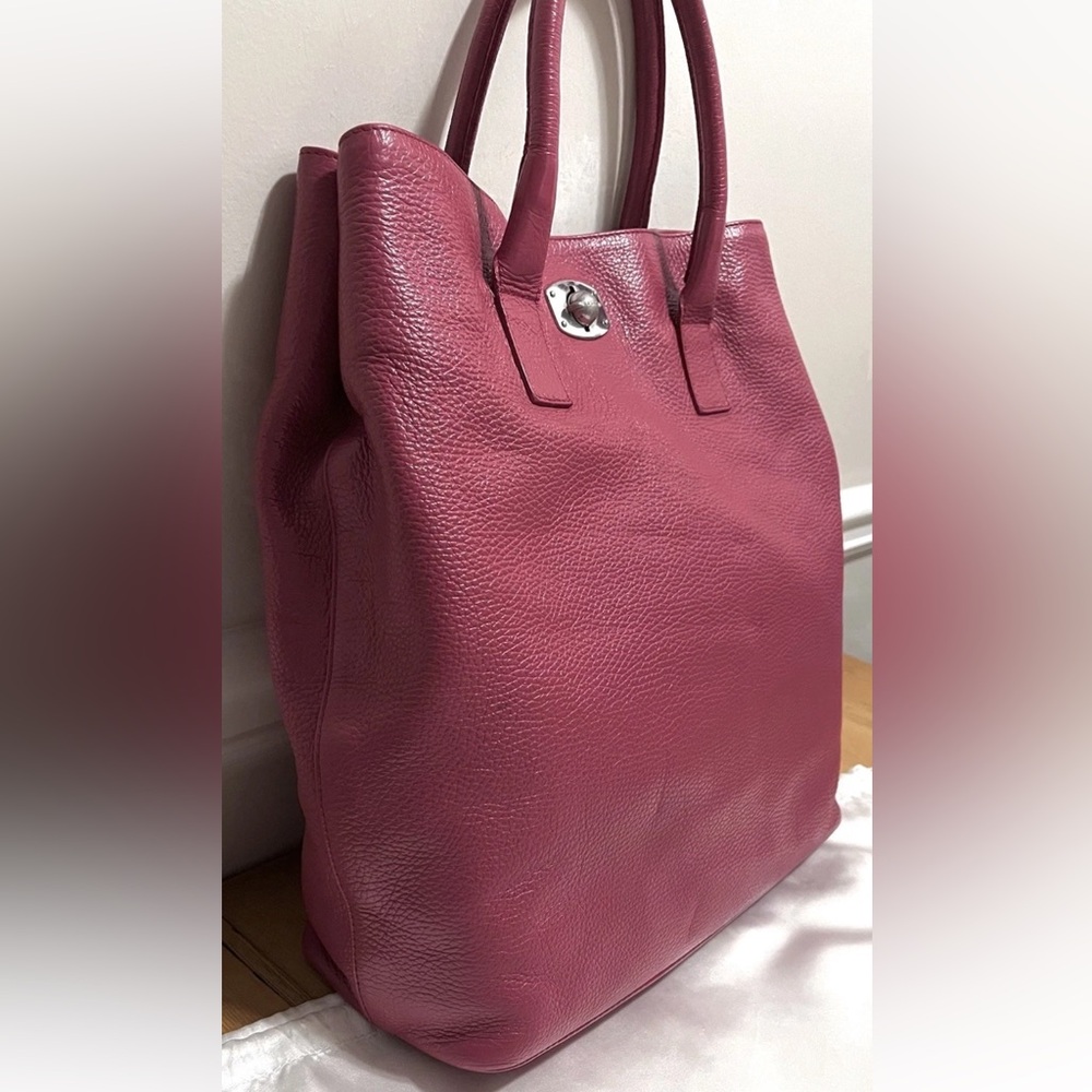 FURLA Appaloosa Bag - Raspberry/Dark Pink Pebbled Leather Large Tote Purse - Picture 4 of 16